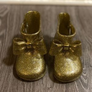 Mini Melissa gold glitter rain boots